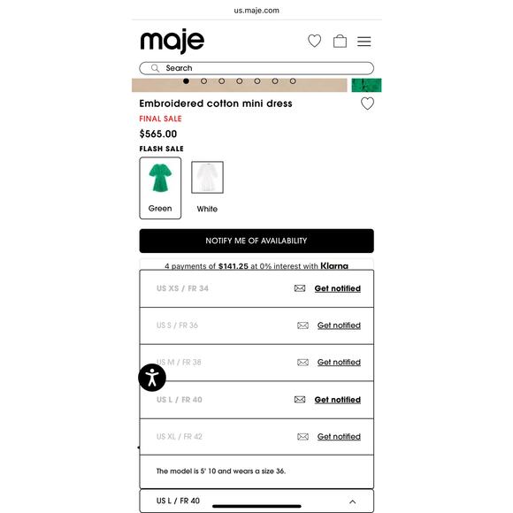 Maje Embroidered cotton mini dress in Green size FR 36/ US Small - Picture 13 of 13